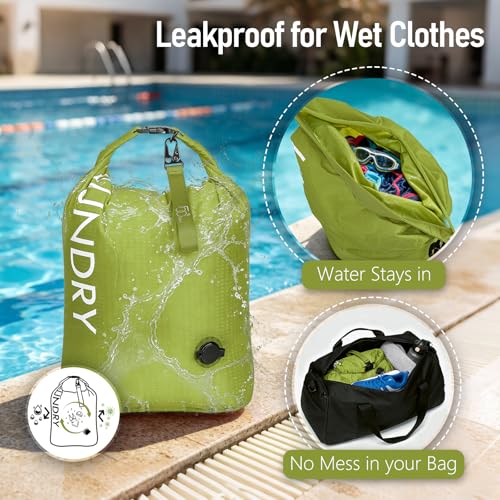 WiseBoy 2 Pack Travel Laundry Bag, Compression Storage for Dirty Clothes - color: Navy & Green