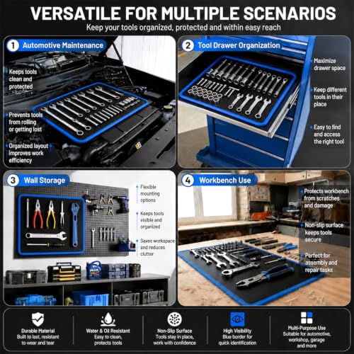 Flexible Magnetic Tool Mat Set 3PCS Magnetic Tool Tray with Strong Magnets - size: S+M+L
