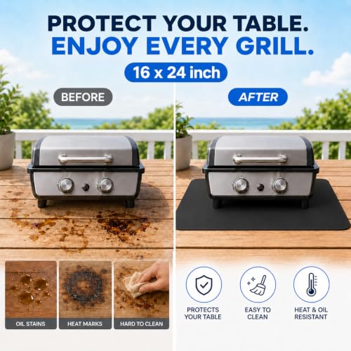 Heat Resistant Grill Mat for Countertop, 2 Pack Waterproof BBQ Mat for Table and Countertop Protection,16x24inch Grill pad, Fits Blackstone, Ninja, Gas Grills - size: 16*24inch-2pack