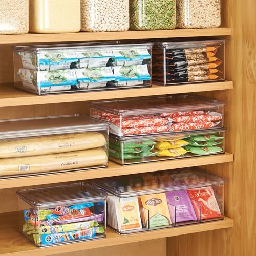iDesign Plastic Stackable Hinged-Lid Storage Box, Clear