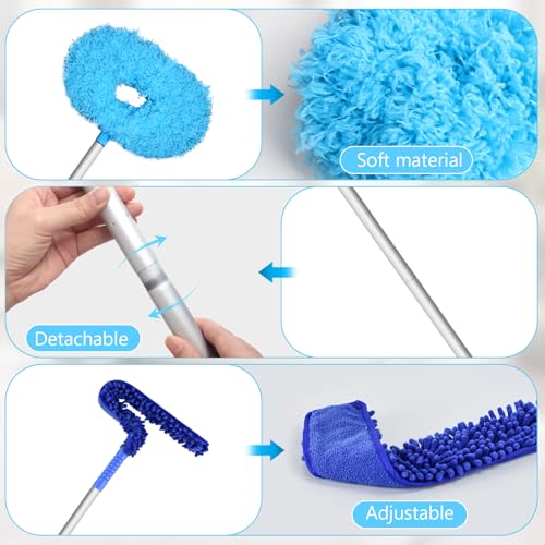 Eunice Ceiling Fan Cleaner Duster with Extension Pole - color: Blue4, size: 4.2FT
