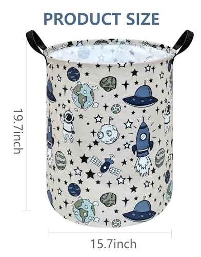 Round Laundry Basket Storage Bins Nursery Hamper Gift Baskets for Home,Office,Home Decor - color: Space