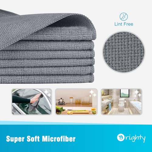 Orighty Microfiber Cleaning Cloth, Cleaning Rags, 24 Pack, 12x11 in, Grey - color: Grey, size: 24 Pack
