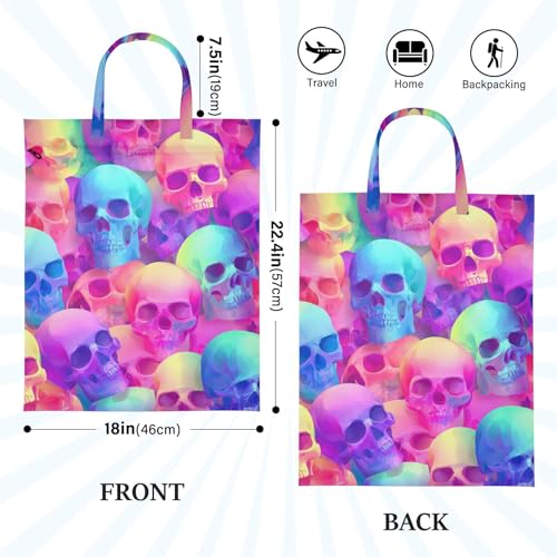 Travel Laundry Bags 2 PC Wet Dry Bag with Handle Dirty Clothes Organizer for Swimsuits Beach Camping Waterproof Washable Gradient Multicolored Skulls - color: Gradient Multicolored Skulls