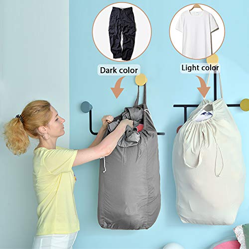 MCleanPin Washable Laundry Bags with Handles,140L Dirty Clothes Storage for College Dorm or Travel, Laundry Liner Fit Most Laundry Hamper or Basket,2 Pack (Beige & Grey) - color: Beige & Grey