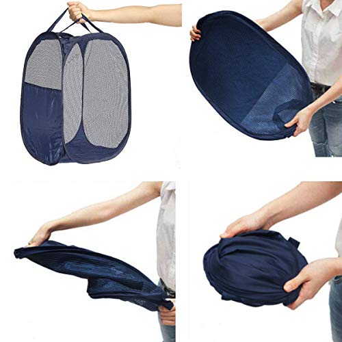 2 pop-up Laundry Hampers,Foldable mesh Laundry Baskets (Each with 2 Reinforced Handles), Blue …… - color: Blue(2 pcs)