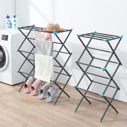 APEXCHASER Oversize 3-Tier Clothes Drying Rack, No Install, Graphite - color: Graphite