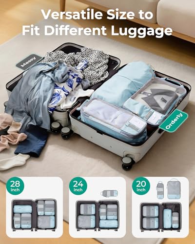 BAGSMART Compression Packing Cubes for Travel Essentials - color: Starlight Bluen, size: Set of 6