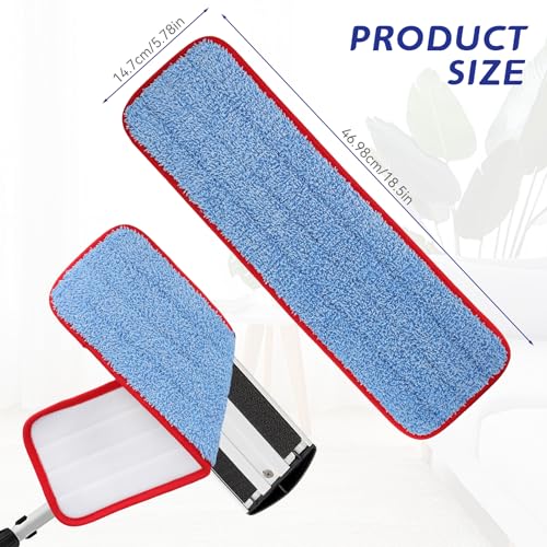 Replacement Mop Pads for Rubbermaid Commercial 18.5 Inch Mop Head - 12 Pack Reusable Wet & Dry Cleaning Mop Head Replacement Refills Fit for Any Microfiber Flat Mop System 18" and 17" - color: Ordinary Red 12pack