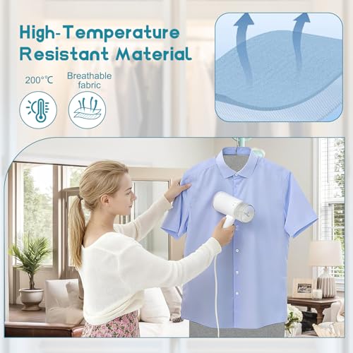 Steamer Board for Clothes - 35"x17.5" Hanging Steamer Board with Ironing Glove, Over Door Foldable Steam Stand, 360° Rotatable Hook, Garment Steamer Rack for Steaming & Ironing - color: Gray
