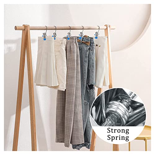 FuninCrea Laundry Hooks Clip, 5 Pcs Stainless Steel Anti-Slip Boot Laundry Hanger Clips Portable Heavy Duty Multi-Functional Single Hanging Clothes Clips for for Scarf, Gloves, Shoes, Socks (Blue) - color: Blue