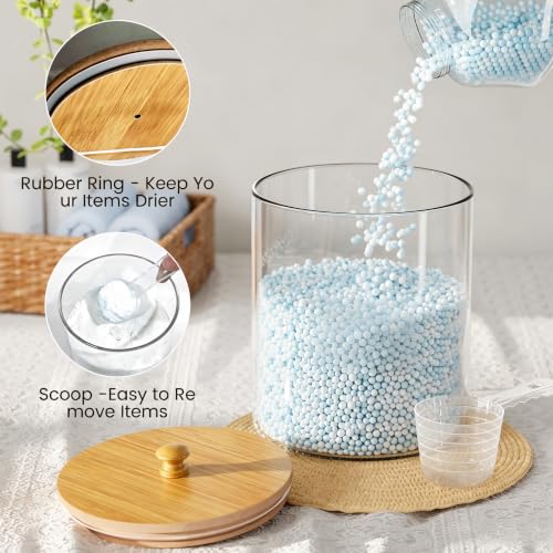 HomePekite Glass Laundry Pods Storage Container & Acrylic Dryer Sheet Holder, Laundry Room Organization and Storage, Detergent Powder Container, with Wooden Lids & Labels, 2+1 Pack - color: Bamboo