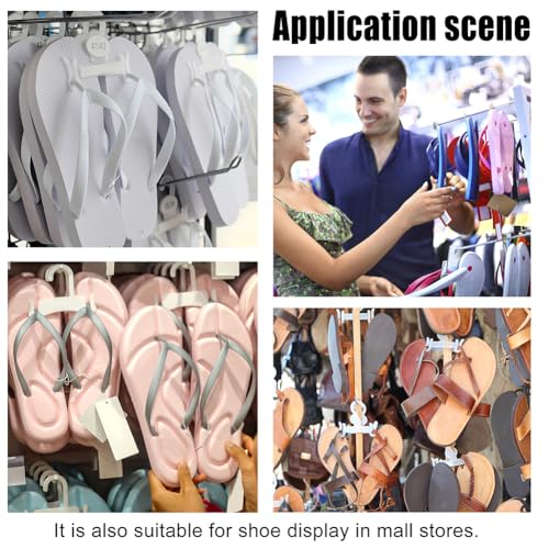 AHANDMAKER 10Pcs Black Sandal Hangers, Plastic Flip Flop Holder Organizer Space Saving Slipper Hooks Shoe Drying Rack for Retail Beach Shops Mall Display Home Storage, 3.1x3.9 Inches