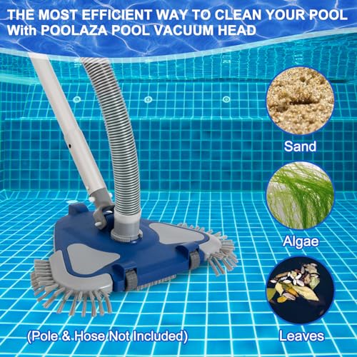 POOLAZA Weighted Pool Vacuum Head with Rotatable Hose Connector & Brushes