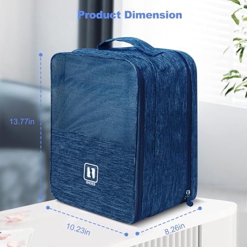 Shoe Bags for Travel,Holds 3 Pairs of Shoes,for Travel&Daily Use - color: Navy Blue