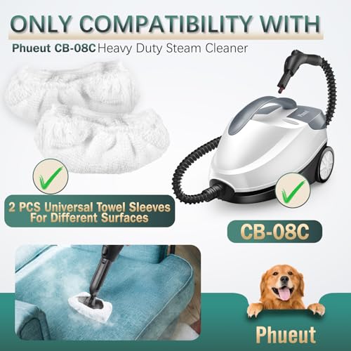 CB-08C Replacement 2 Packs Towel Sleeves for Steam Cleaner, Universal Reusable Washable Replacement Steam Cleaner Accessories for Cleaning Sofa, Upholstery, Mattress, Car Seat, Pet Bed, Toy, Furniture