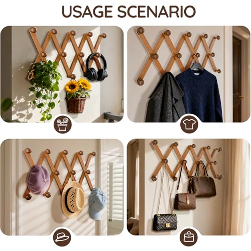 WGFKVAS Hat Rack for Wall with 14 Hooks, Solid Wooden - style: 1 Pack (14 hooks)