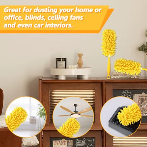 Reusable Chenille Duster Refill Compatible with Swiffer Duster - color: 2 Pack(yellow)