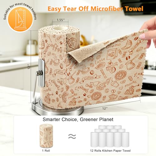 Viraelive Microfiber Cleaning Cloth Roll, 50 Pack, Food Pattern, 12"x12" - color: Afternoon Treats