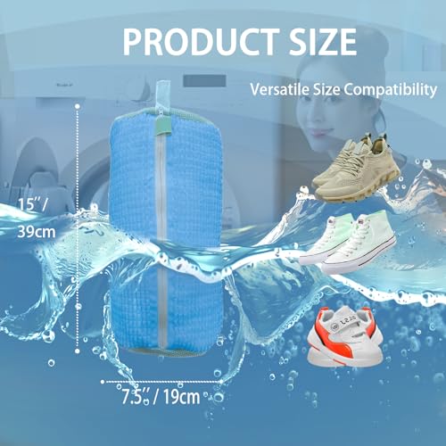 Shoe Washing Machine Bag,Laundry Shoe Bag for Sneaker,Tennis Shoes,Washer and Dryer,Reusable Cleaning Bag for Sock, Delicates,Gym Shoes (Blue 2pcs) - color: Blue