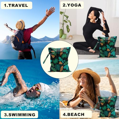 2Pcs Pink Flamingo Wet Bags, Flamingo Gifts for Women Girls Friends - color: Flamingo and plant 1423