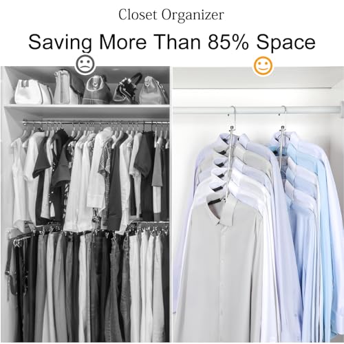 TOPIA HANGER Clothes Hanger Space Saving, 6 Tier Shirt Coat Hangers Space Saving No Bump Shoulder Hangers with No Slip Foam Padded Hangers Organizers and Storage for Men and Women 4 Pack-CT65B - color: Black 4 Pack