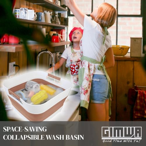 GIMWA 2.6 Gal Collapsible Baby Bottle Wash Basin with Drain Plug - color: Brown