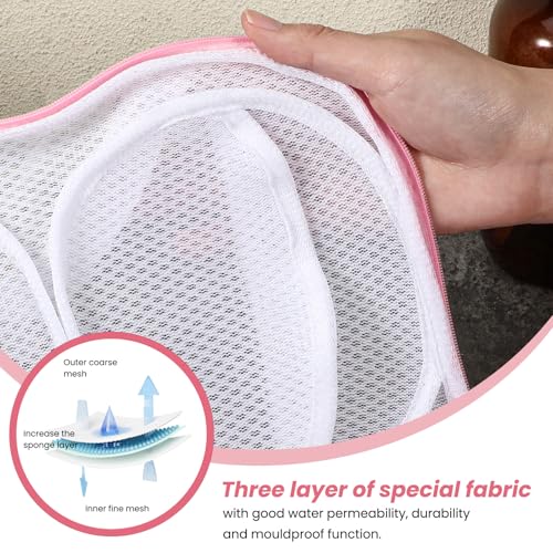 2 Pack Large Bra Laundry Bags for Washing Machine, Brassiere Wash Bags for Laundry, Lingerie Bag for Washing Delicates, Pink Bra Washer Protector