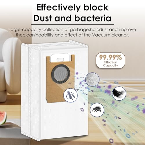 (12 Pack) Omni S1 Pro Replacement Dust Bags for Eufy Robot Vacuum Omni S1 Pro Robot Vacuum Self-Empty Station, Disposable Vacuum Bag Accessories, Canister Bags, HEPA Bag Filter Bags, Disposal Bags