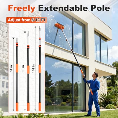 20 Foot High Ceiling Duster Kit with 5-12ft Extension Pole - size: 12 feet