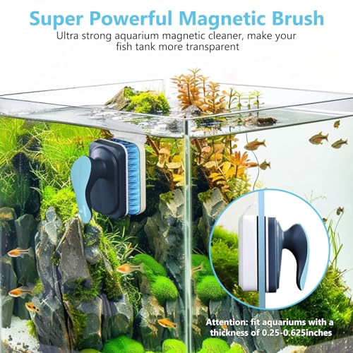 fishkeeper Aquarium Magnetic Glass Cleaner, Fish Tank Algae Cleaning Tool - size: L for Glass Thickness:1/4"-5/8"