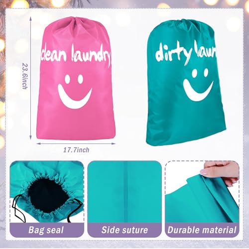 Shappy 2 Pcs XL Travel Laundry Bag Nylon, Drawstring, Pink, Lake Blue - color: Pink, Lake Blue