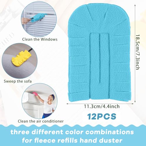 12 Pcs Reusable Duster Refills Washable Pads, Yellow,Grey, Turq - color: Yellow, Gray, Turquoise