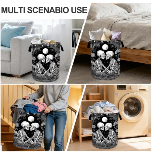 Skull Laundry Basket Waterproof Laundry Hamper Foldable Laundry Bag with Handles for Bedroom, Bathroom, Office, Clothes Storage - color: Skull