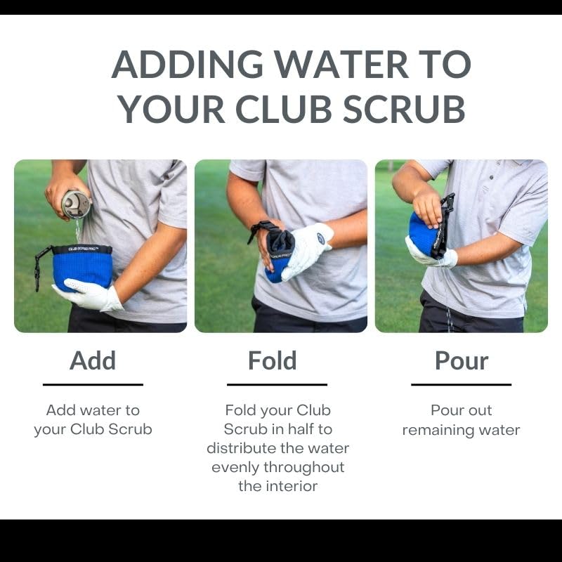 Club Scrub Golf Club and Golf Ball Cleaning Bag, Waterproof Clean Face Technology Liner, Detachable Clip, Machine Washable, Cleans Club Grooves, Dry Exterior (Neoprene or Microfiber Option Available) - color: Blue, style: Microfiber Pro
