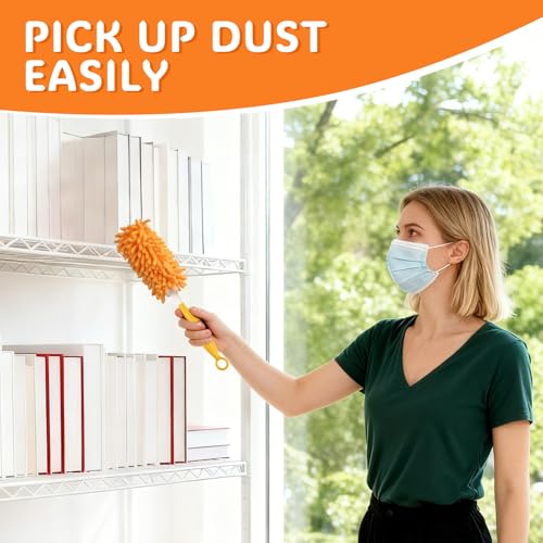 Reusable Duster Pads Compatible with Swiffer Duster, Washable 360 Dusters - color: 2 Pack (Orange)