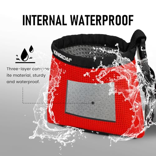 Waterproof Golf Club Cleaner Bag and Golf Ball Washer with Clip, Red - color: Red