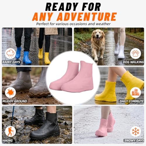 Waterproof Shoe Covers, Reusable Silicone Rain Shoe Covers, Pink, XL - color: Pink, size: XL