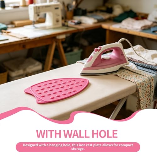 Mini Iron Rest, Silicone Iron Rest Pad Protective Pads with Wall Hole and Multicolor for Ironing Board (Rose Red) - color: Rose Red
