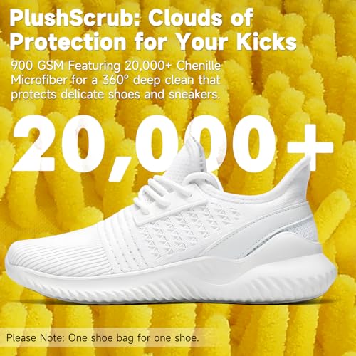 Shoe Bag for Washing Machine and Dryer - 2PCS XXL Reusable Shoe Laundry Bag with Shoe Tree - Chenille Microfiber 360°Deep Cleaning Bag for Sneakers Tennis Delicate Shoes - Yellow 15.35 × 7.5 Inches - color: Yellow