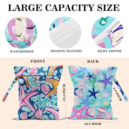 Wet Dry Bags Wet Bags Dirty Laundry Travel Bag Aesthetics Starfish Waterproof Zipper Bag for Travel Swimsuit - color: Cheerful