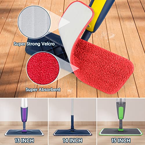 7 Pack Washable Microfiber Mop Pads for Swiffer PowerMop: Wet Mop Refills - color: Red