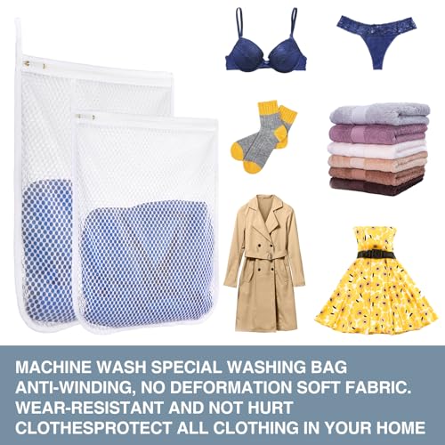 3 pcs Durable Honeycomb Mesh Laundry Bags for Delicates 12" x 15" (3 Medium) - size: 3 Medium