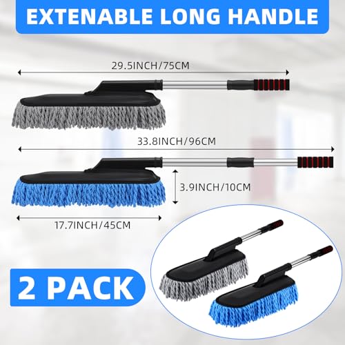 2 Pack Microfiber Car Duster Exterior Scratch Free, Blue Gray - color: Blue Gray