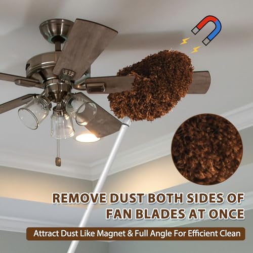 FONUNO Ceiling Fan Cleaner Duster High Ceiling Extended Fan Blade Cleaner - color: Brown