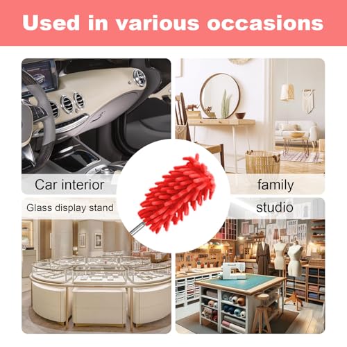 Microfiber Feather Duster with 29 in Telescoping Pole and Bendable Head for Ceiling Fans, Ceilings, Blinds, Furniture and Cars, Red - color: Red