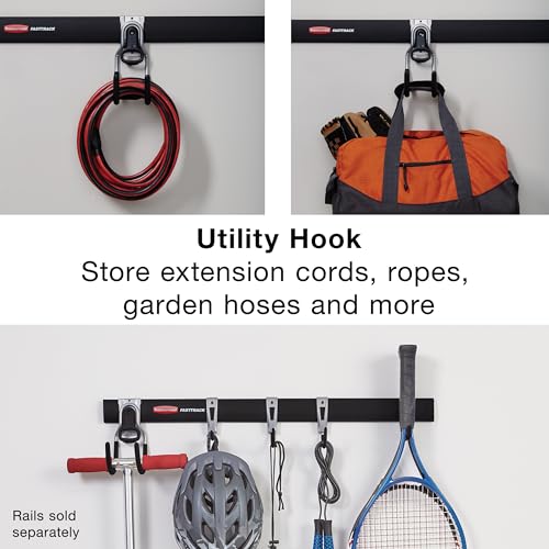 Rubbermaid FastTrack Utility Hook Garage Wall/Tool Hanger Wall Mount and Heavy Duty Tool Hanger for Home/Garage/Wall/Shed Organization