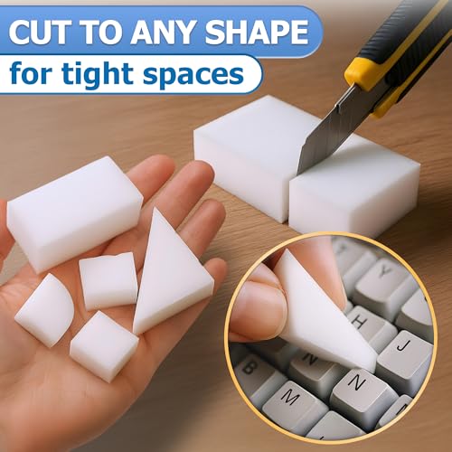 50 Pcs Melamine Sponges for Cleaning - White Magic Sponge, Convenient Cleaning Blocks (10x6x2 cm), Non-Scratch Design for Gentle Cleaning, Multipurpose Eraser Pads for Kitchen, Bathroom, and Walls