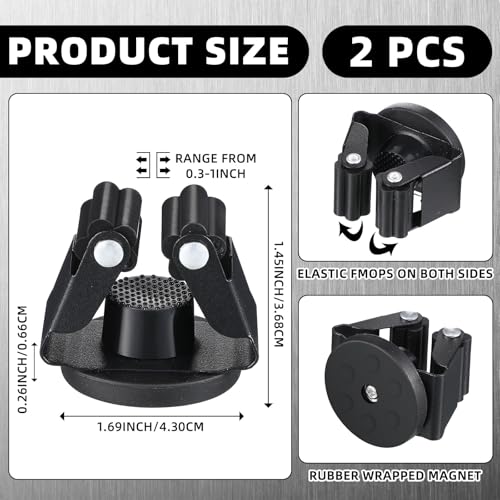 Vercraft 2 Pcs Magnetic Broom Holder Wall Mounted Anti Slip Rack,Black - color: Black