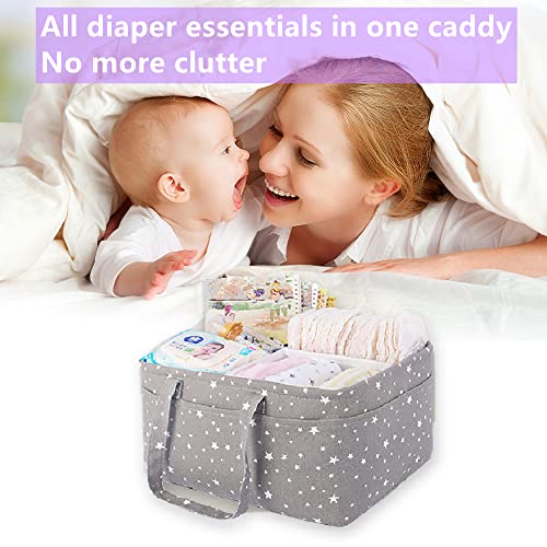Baby Diaper Caddy Organizer Storage Basket for Girl Boy Shower Gifts Portable Large Nursery Holder Tote for Changing Table or Car Newborn Essentials Baby Registry Must Haves Item… - color: Grey space stars, size: Large